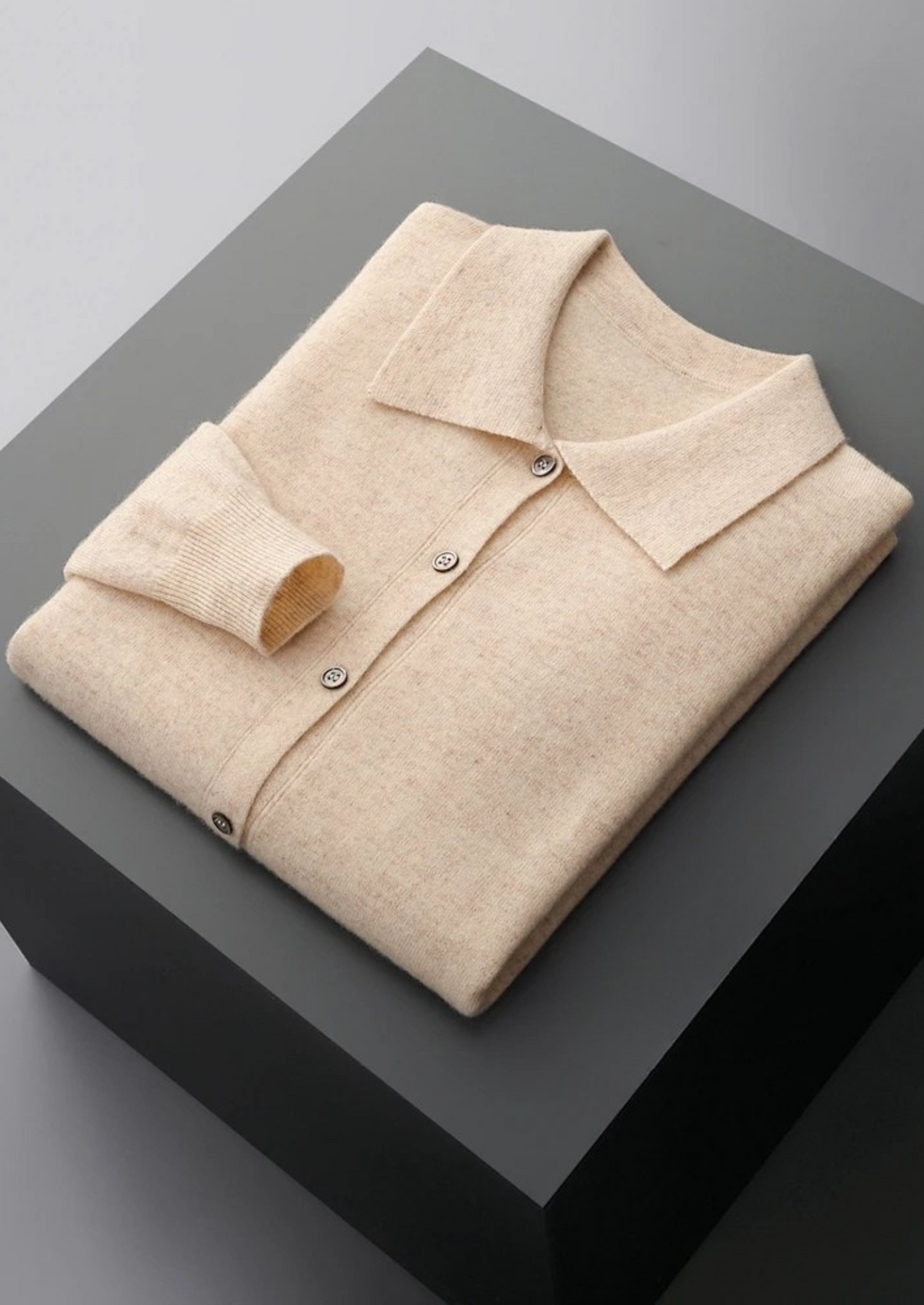 Pure Extra-Fine Merino Wool Polo Cardigan | Apuro