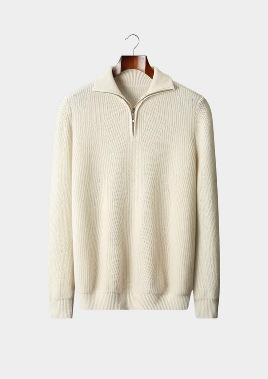 Pure Extra-Fine Merino Wool Ribbed Half-Zip | Apuro