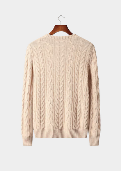 Pure Extra-Fine Merino Wool Cable Knit Crewneck | Apuro
