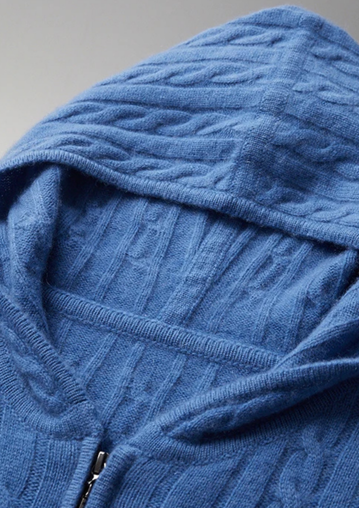 Premium Cashmere Cable Knit Zipper Hoodie | Apuro