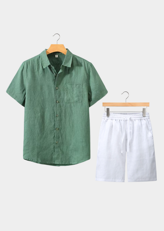 Dolcevita Shortsleeve Summer Set - Green/white | Apuro