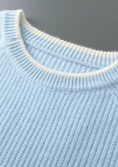 Pure Extra-Fine Merino Wool Two Tone Crewneck | Apuro
