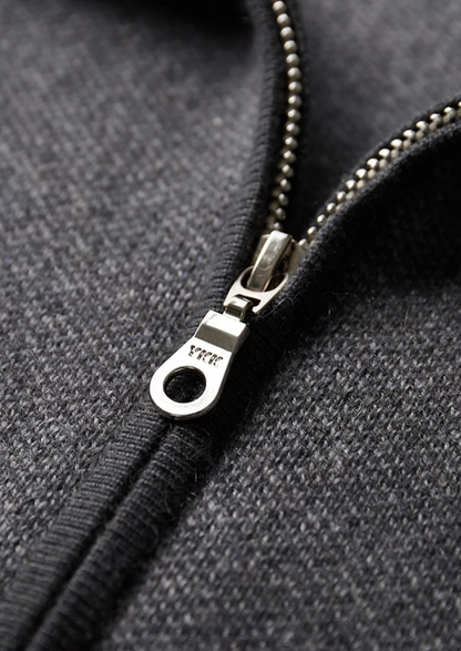 Premium Cashmere Jacquard Zip Cardigan | Apuro