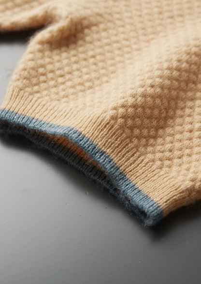 Premium Cashmere Mustard Two-Tone Polo | Apuro