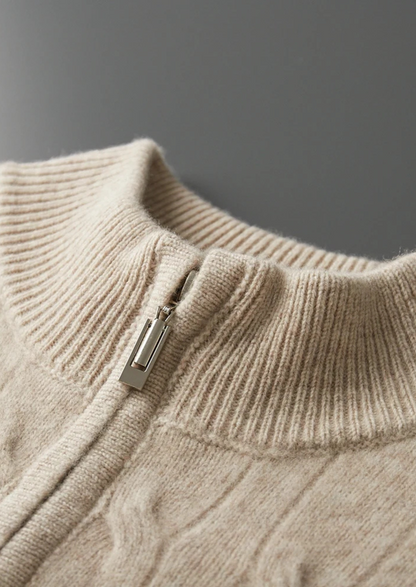 Pure Extra-Fine Merino Wool Cable Half Zip | Apuro