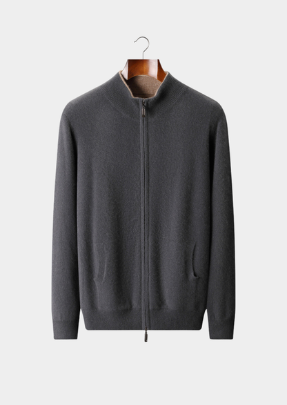 Pure Cashmere Dark Gray Dual Zip Cardigan | Apuro