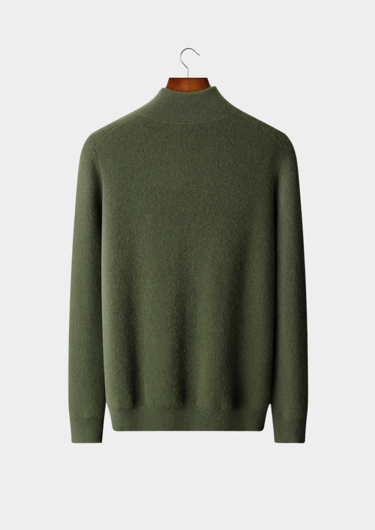 Pure Cashmere Olive Ribbed Half Zip | Apuro