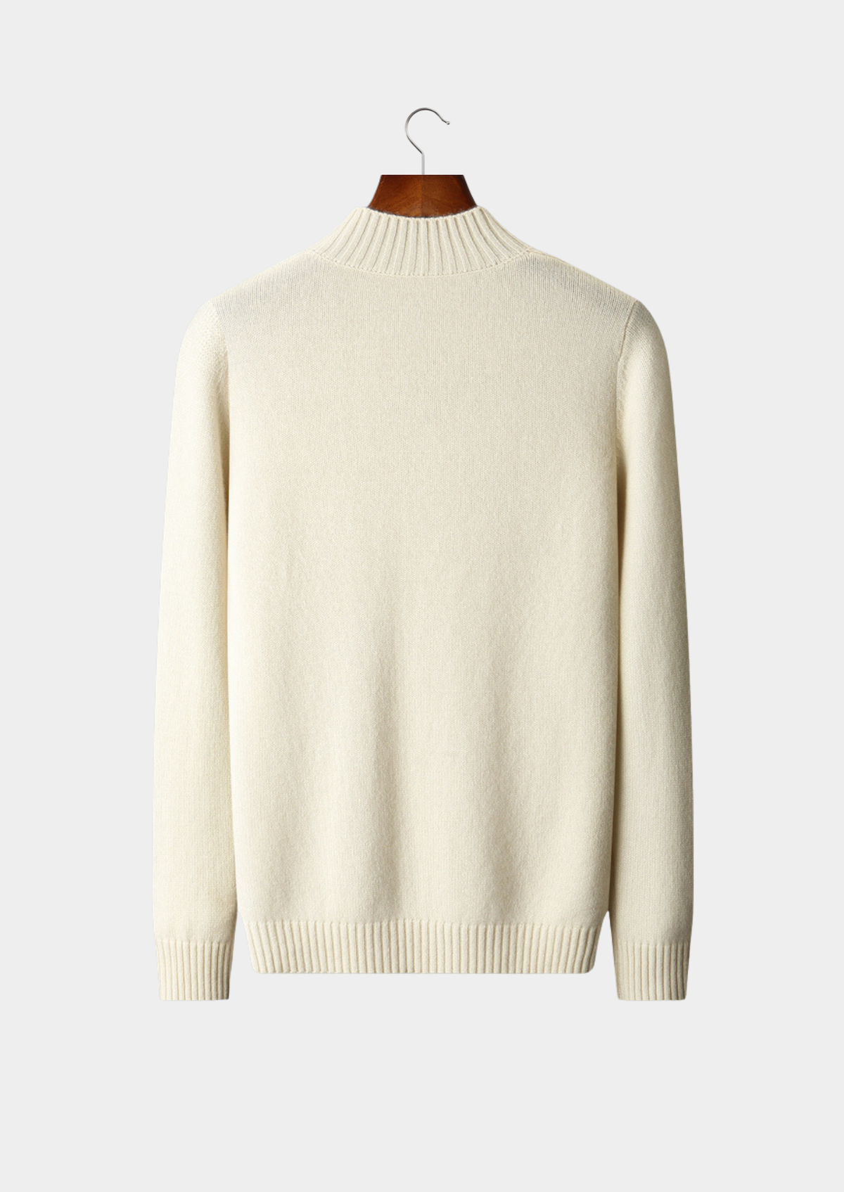 Pure Cashmere Ivory Patterned Mockneck | Apuro