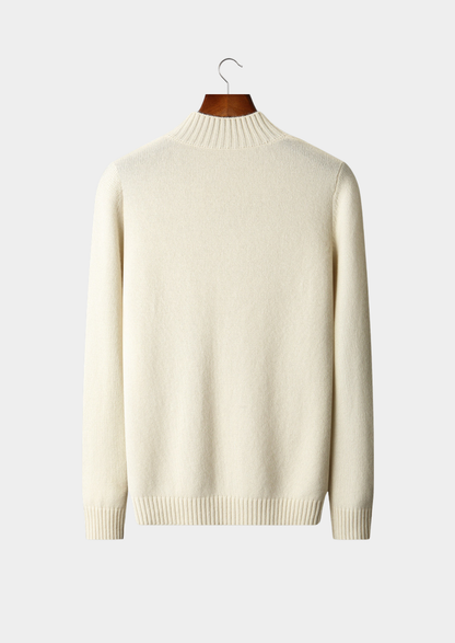 Pure Cashmere Ivory Patterned Mockneck | Apuro