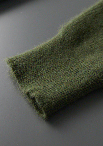 Pure Cashmere Olive Ribbed Half Zip | Apuro