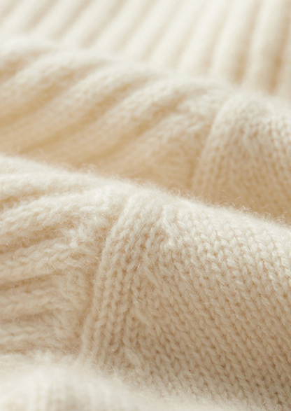 Pure Cashmere Ivory Patterned Mockneck | Apuro