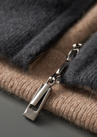 Pure Cashmere Dark Gray Dual Zip Cardigan | Apuro