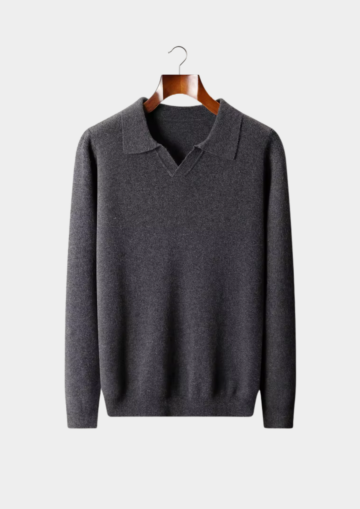 Pure Extra-Fine Merino Wool Ribbed Buttonless Polo | Apuro