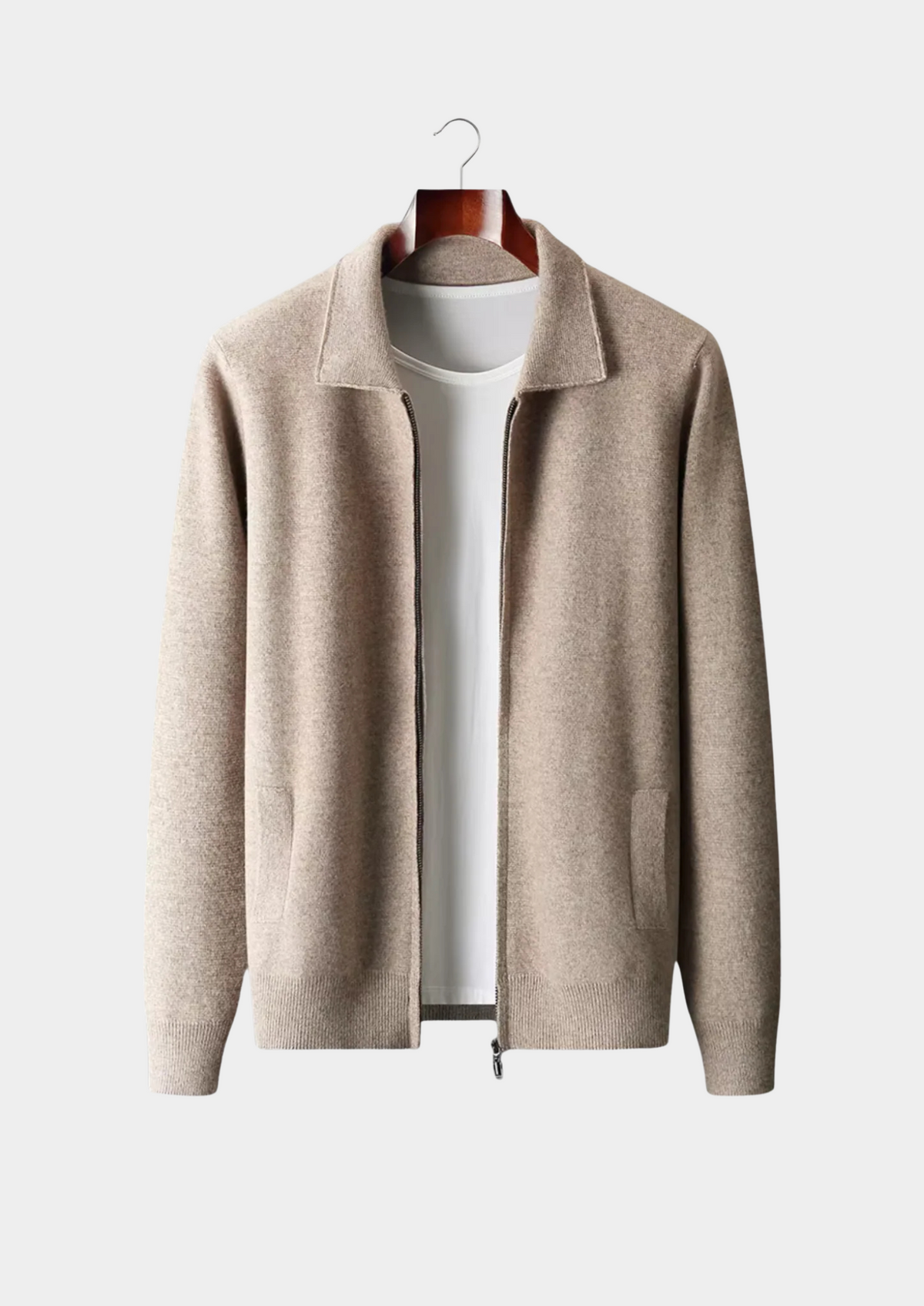 Pure Extra-Fine Merino Wool Zip Polo Cardigan | Apuro