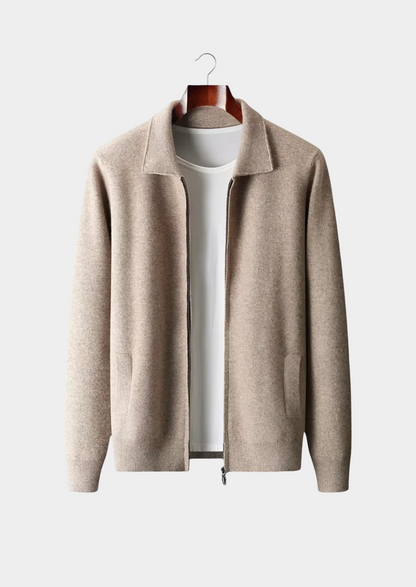 Pure Extra-Fine Merino Wool Zip Polo Cardigan | Apuro