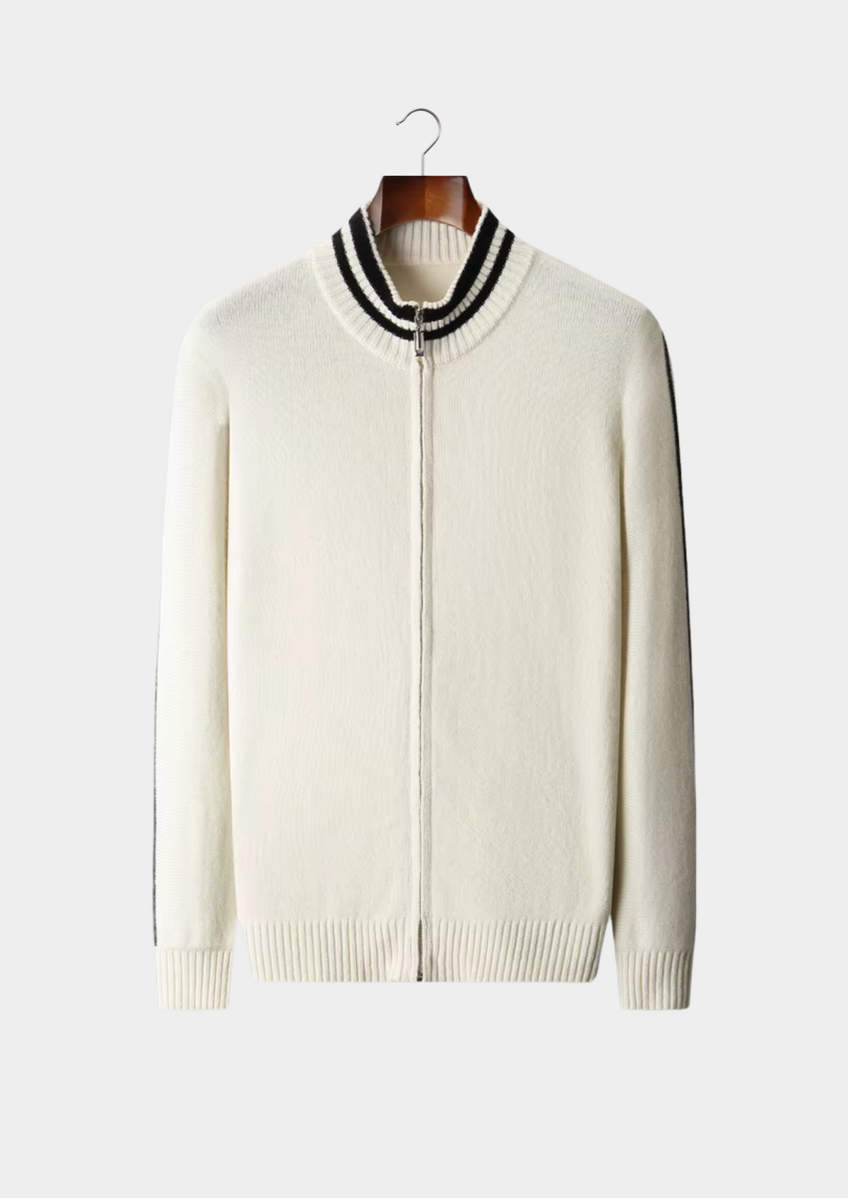 Pure Extra-Fine Merino Wool Two Tone Zip Cardigan | Apuro