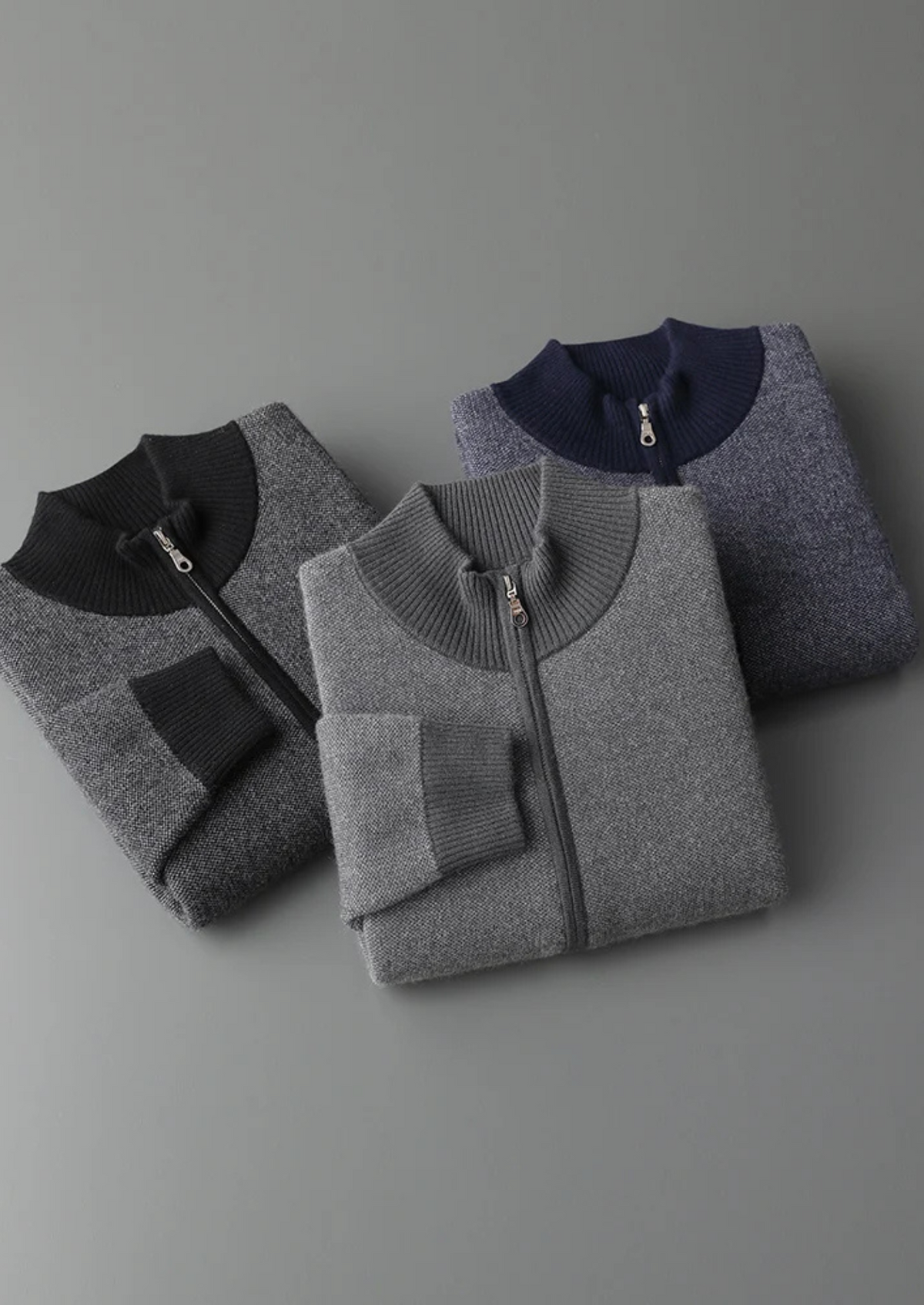 Premium Cashmere Jacquard Zip Cardigan | Apuro