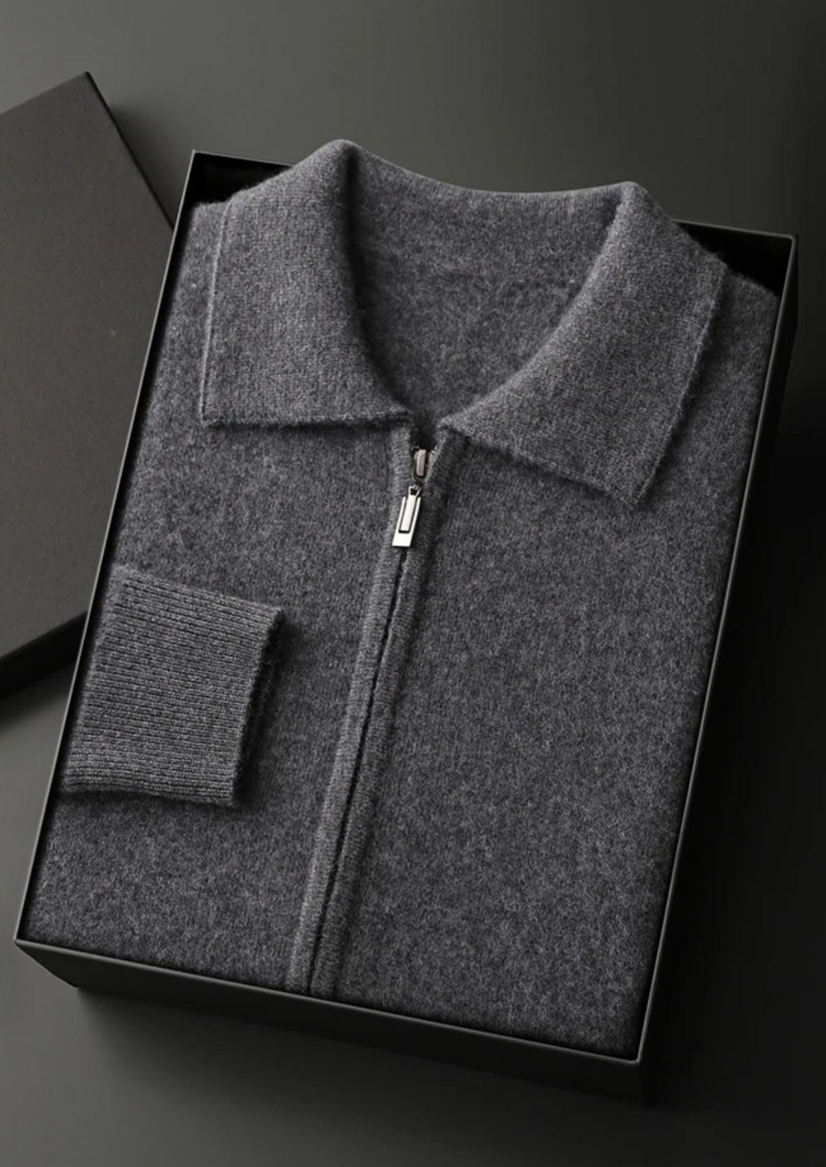 Premium Cashmere Zip Polo Cardigan | Apuro