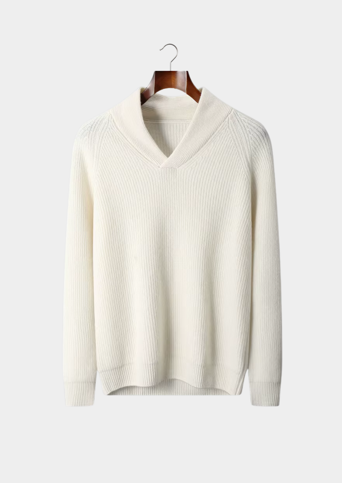 Premium Cashmere Ribbed V-Neck Sweater | Apuro