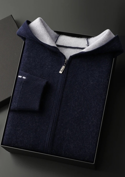 Premium Cashmere Two-Tone Zipper Hoodie | Apuro