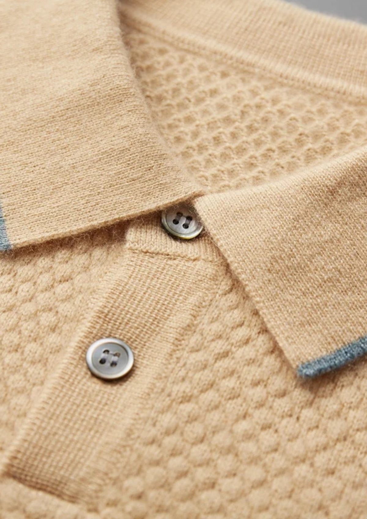 Premium Cashmere Mustard Two-Tone Polo | Apuro