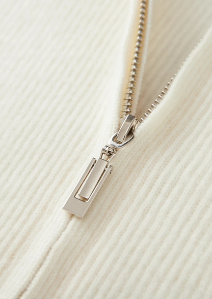 Pure Extra-Fine Merino Wool Ribbed Zipper Cardigan | Apuro