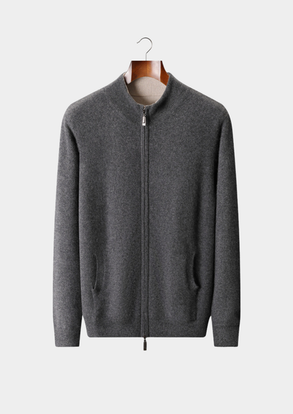 Pure Cashmere Heather Gray Dual Zip Cardigan | Apuro