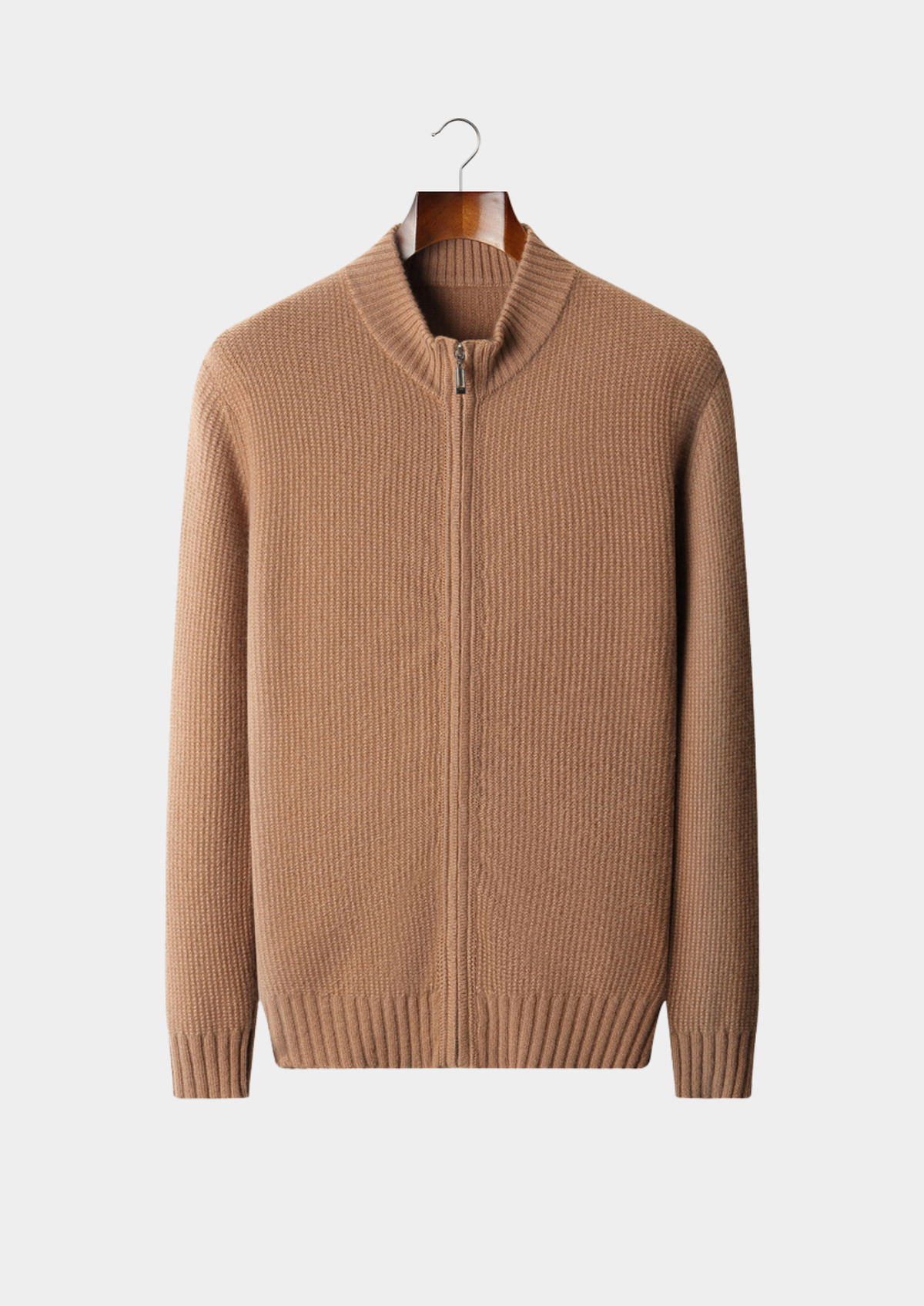 Pure Cashmere Mustard Ribbed Zip Cardigan | Apuro