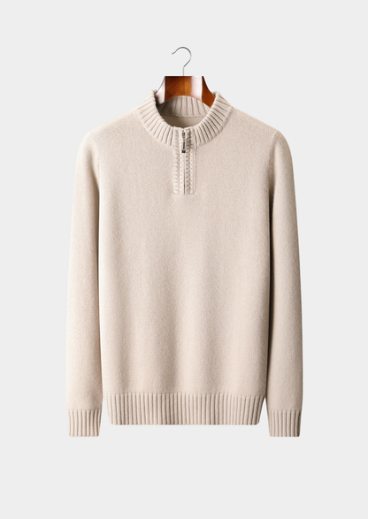 Pure Cashmere Off White Half Zip Sweater | Apuro