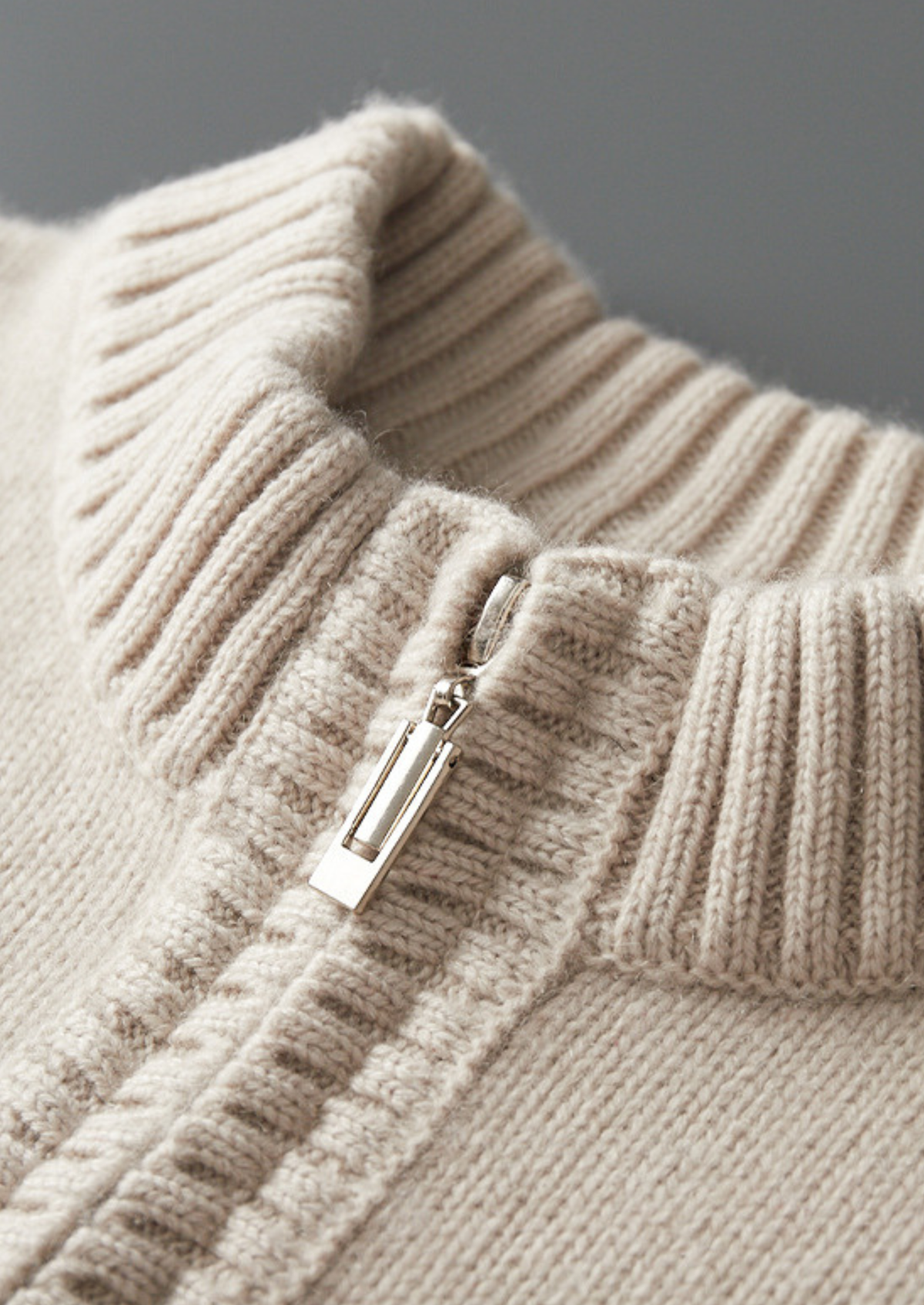 Pure Cashmere Off White Half Zip Sweater | Apuro