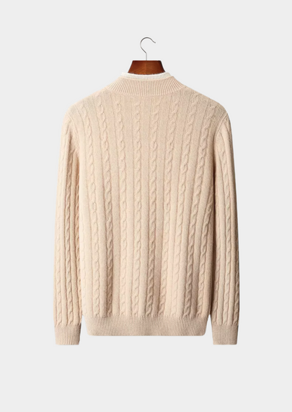 Pure Extra-Fine Merino Wool Cable Knit Henley Sweater | Apuro