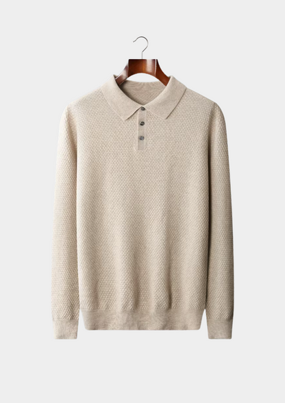 Premium Cashmere Textured Sweater Polo | Apuro