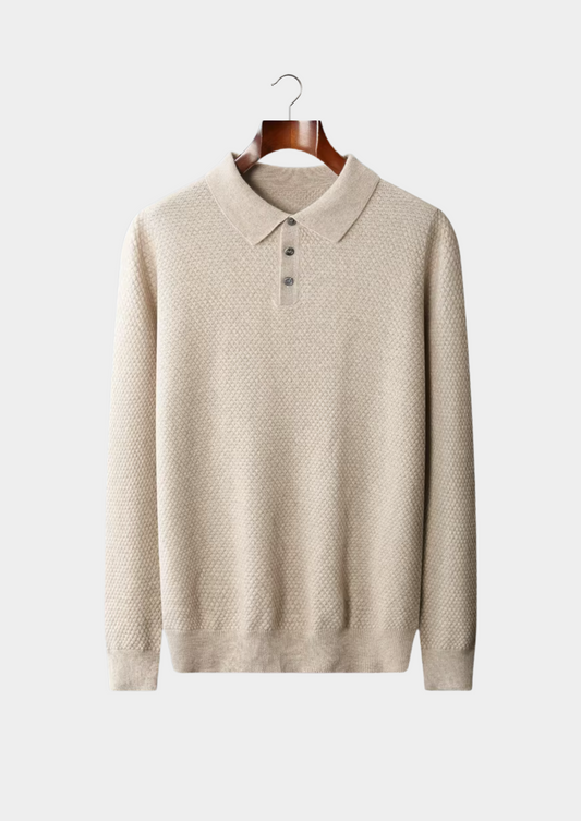 Premium Cashmere Textured Sweater Polo | Apuro