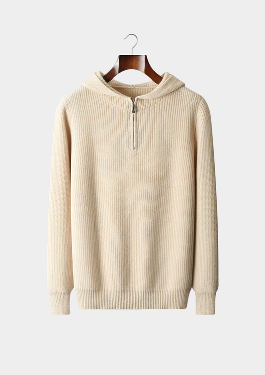 Pure Extra-Fine Merino Wool Half Zipper Hoodie | Apuro