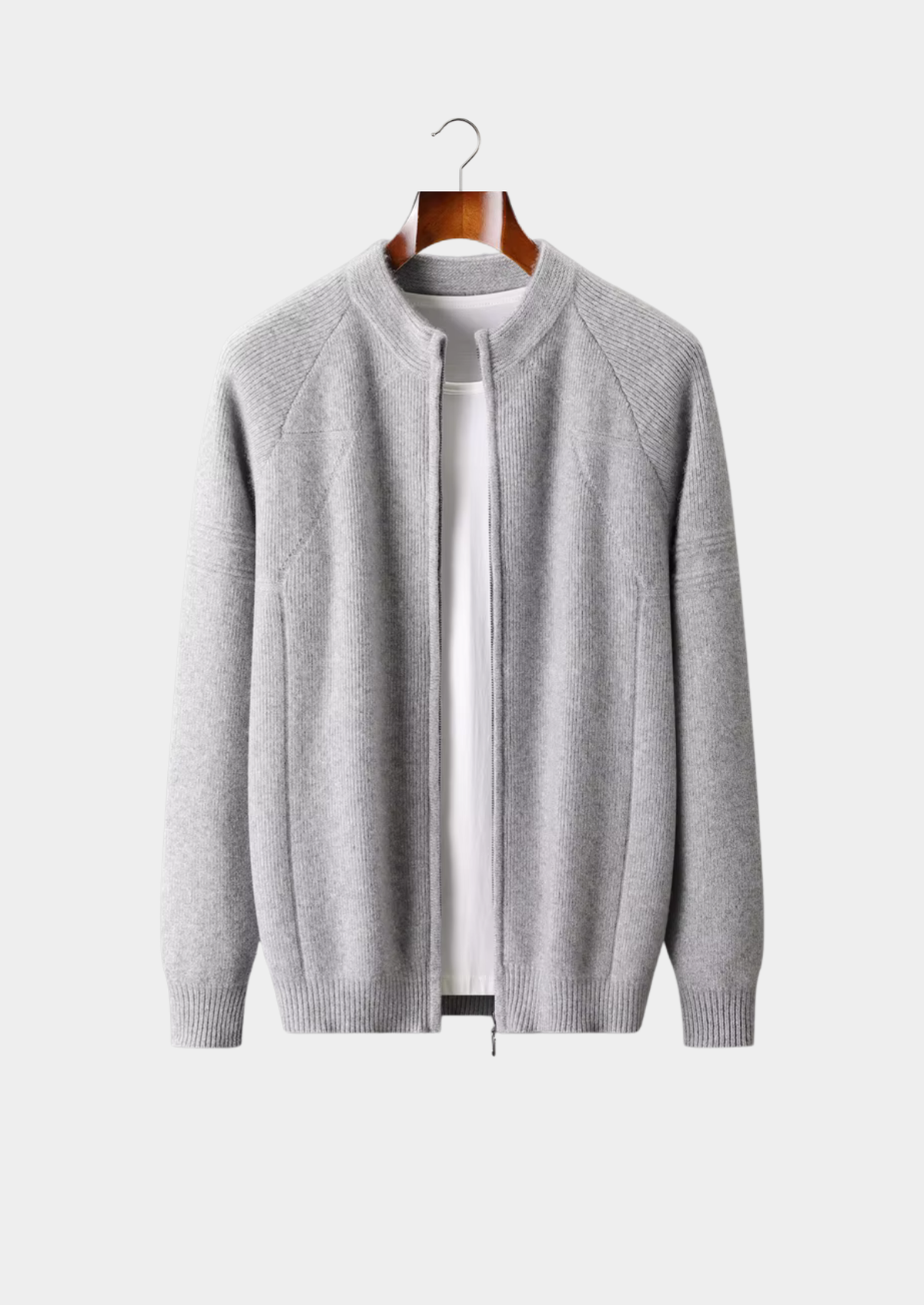 Pure Extra-Fine Merino Wool Ribbed Zip Cardigan | Apuro