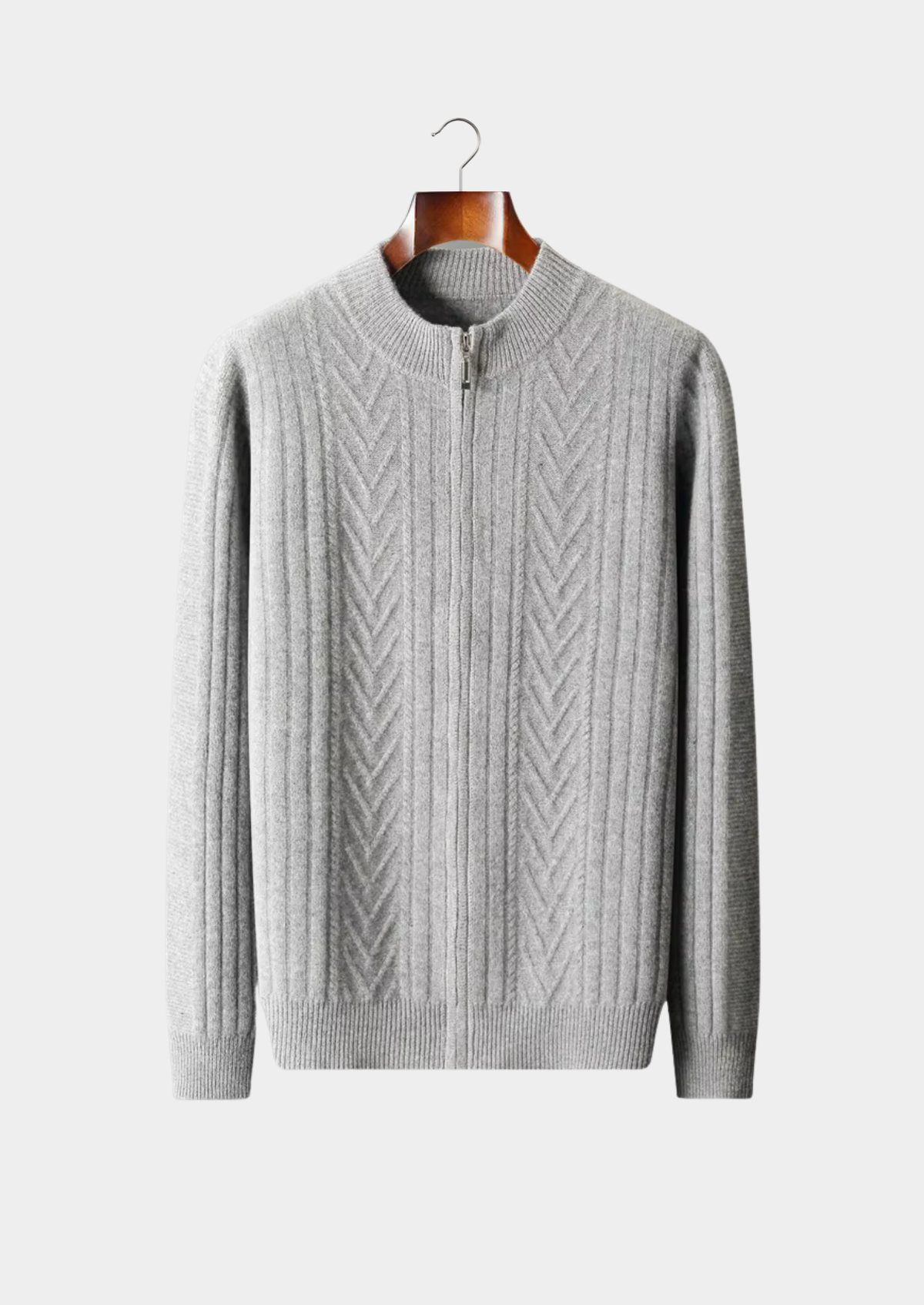 Pure Extra-Fine Merino Wool Patterned Zip Cardigan | Apuro