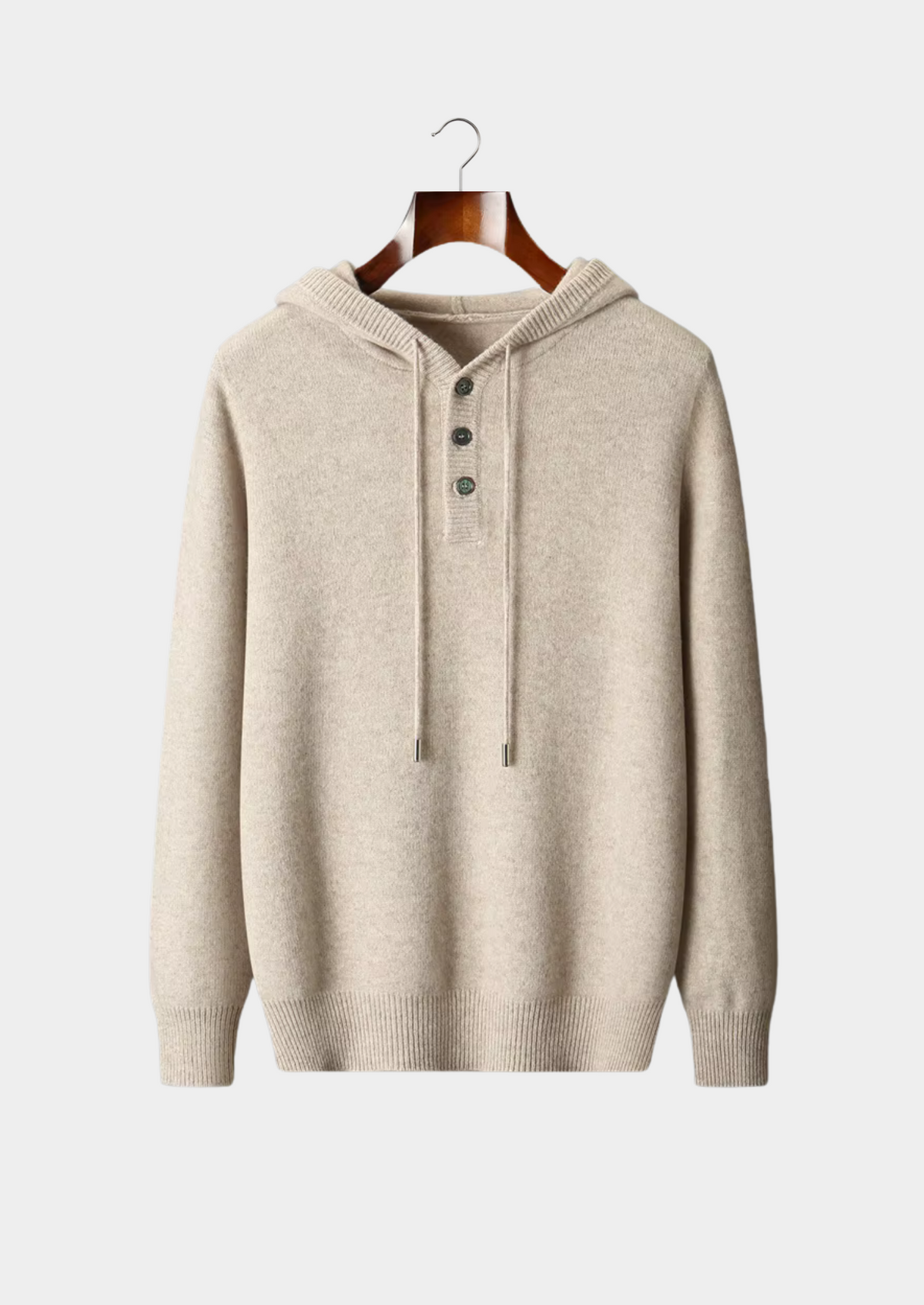 Pure Extra-Fine Merino Wool Button Hoodie | Apuro