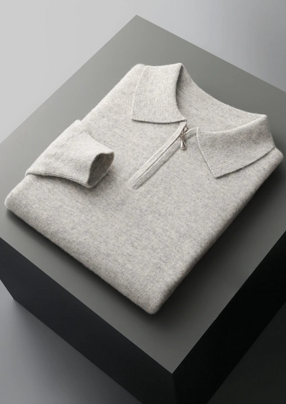 Pure Extra-Fine Merino Wool Half Zip Polo | Apuro