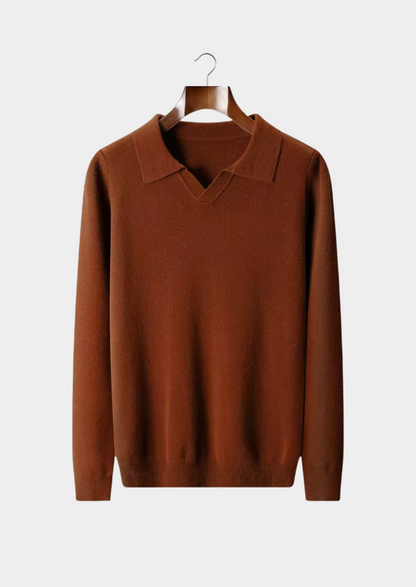 Pure Extra-Fine Merino Wool Ribbed Buttonless Polo | Apuro