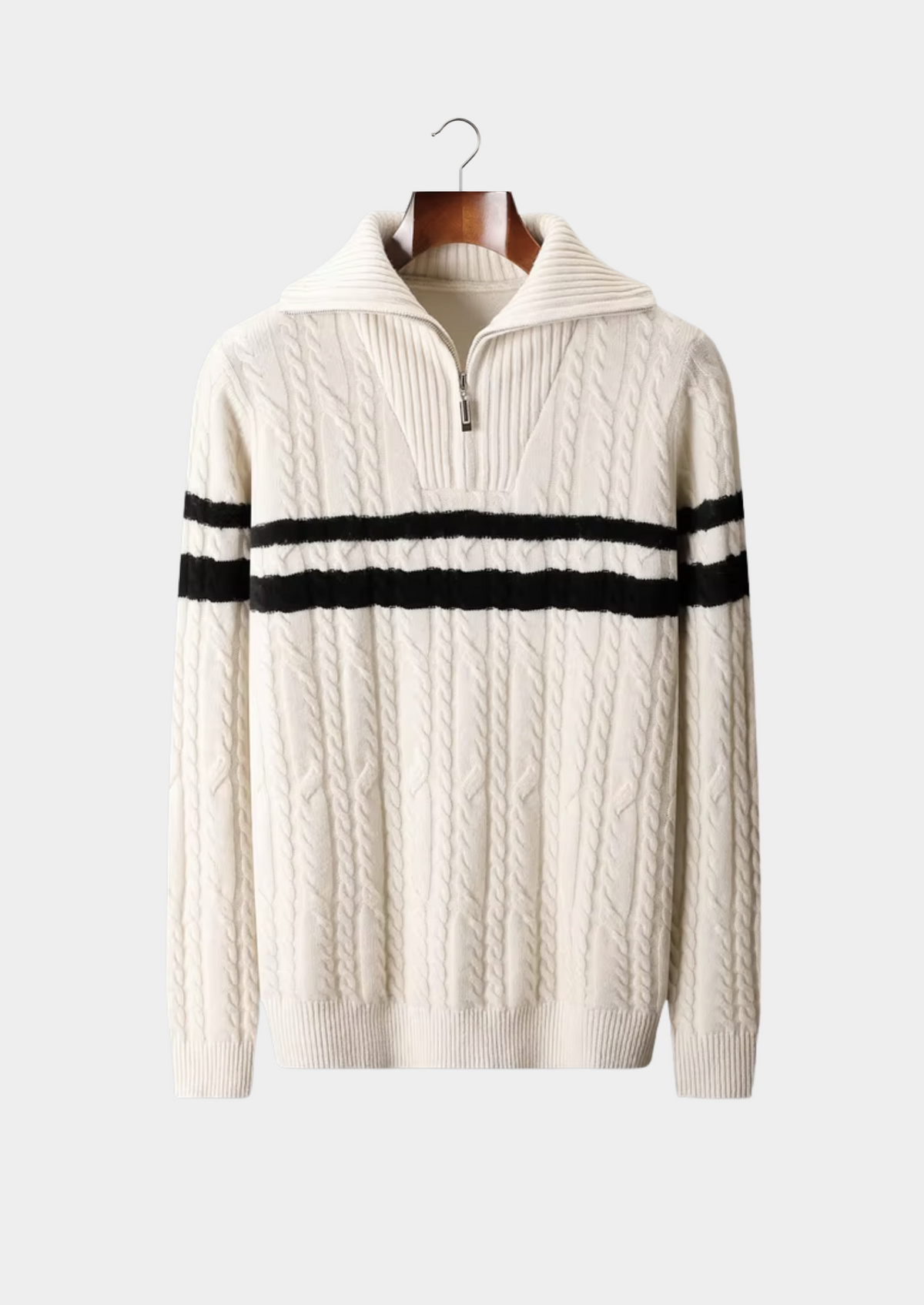 Pure Extra-Fine Merino Wool Striped Half-Zip Sweater | Apuro