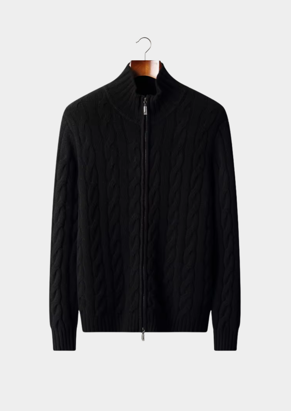 Pure Extra-Fine Merino Wool Dual-Zip Cable Cardigan | Apuro