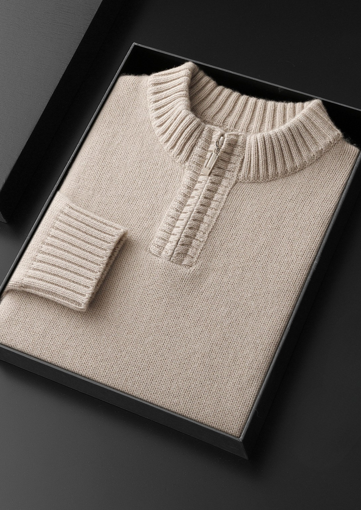 Pure Cashmere Off White Half Zip Sweater | Apuro