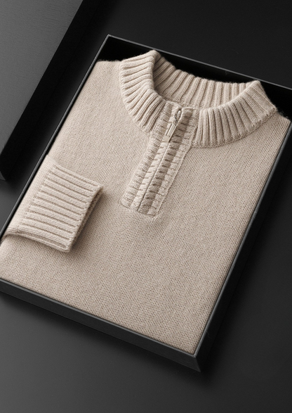 Pure Cashmere Off White Half Zip Sweater | Apuro