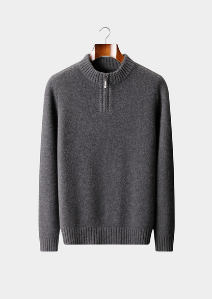 Pure Cashmere Dark Gray Half Zip Sweater | Apuro