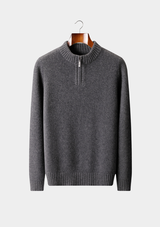 Pure Cashmere Dark Gray Half Zip Sweater | Apuro