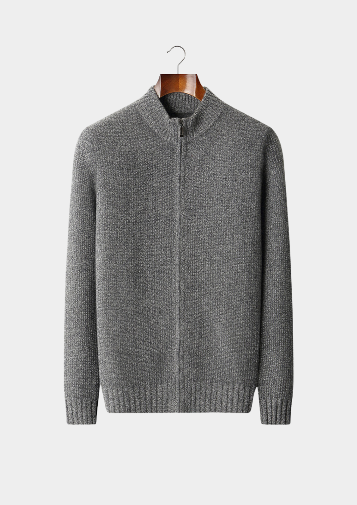 Pure Cashmere Gray Ribbed Zip Cardigan | Apuro