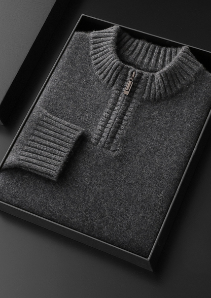 Pure Cashmere Dark Gray Half Zip Sweater | Apuro
