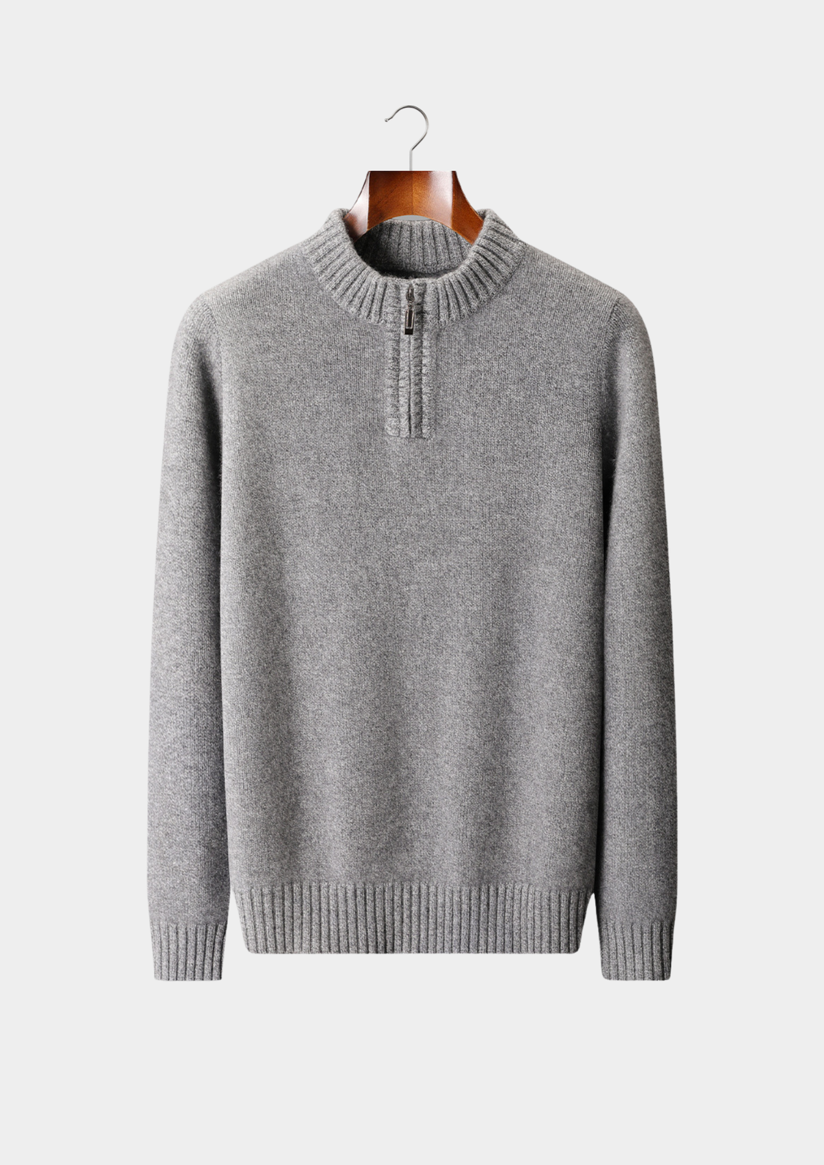 Pure Cashmere Light Gray Half Zip Sweater | Apuro