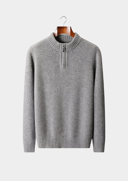 Pure Cashmere Light Gray Half Zip Sweater | Apuro