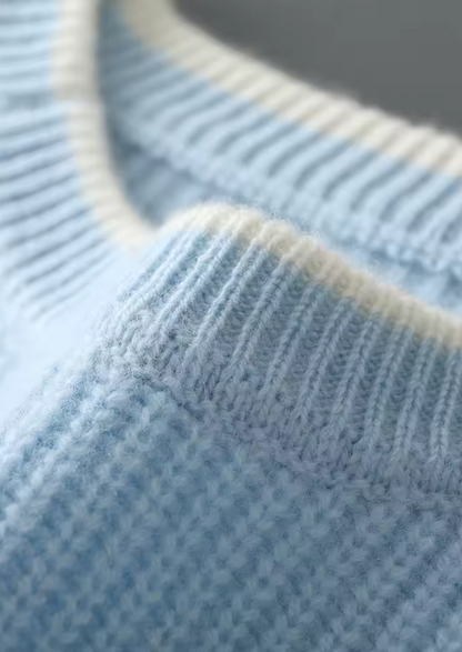 Pure Extra-Fine Merino Wool Two Tone Crewneck | Apuro